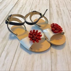 Janie and Jack Red White Blue leather sandals